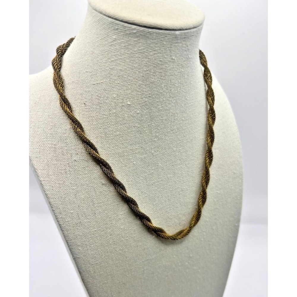 Sarah Coventry Vintage Gold Mesh Twisted Necklace 15" Barrel‎ Clasp Retro Vibes
